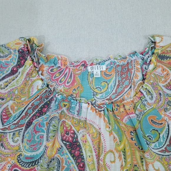 SPENSE Womens Size Medium Multicolored Paisley Pattern BOHEMIAN Lace Fringe EUC - Picture 3 of 12